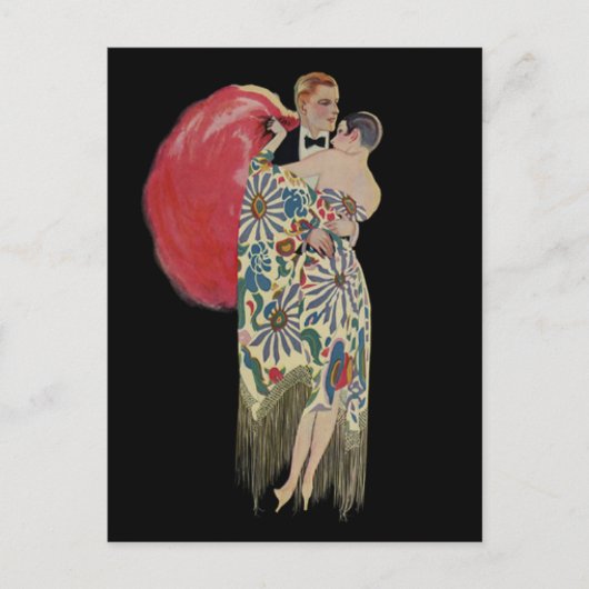 Art Deco Tanzen, Vintage Liebe und Romantik Postkarte (Vorderseite)