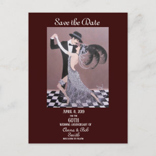Art Deco Tänzer, Save the Date, Postcard Ankündigungspostkarte