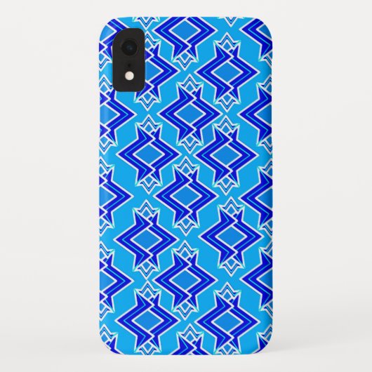 Art Deco Tapete Muster, Cerulean Blue Case-Mate iPhone Hülle (Rückseite)