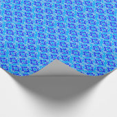 Art Deco Tapete Muster, Cerulean Blue Geschenkpapier (Ecke)