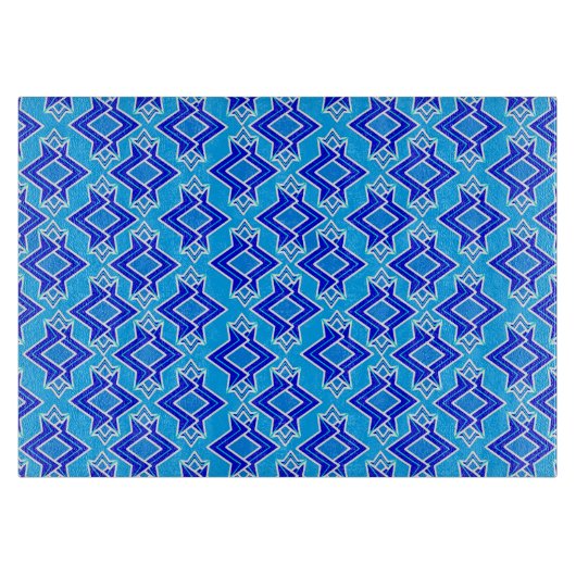Art Deco Tapete Muster, Cerulean Blue Schneidebrett (Vorderseite)