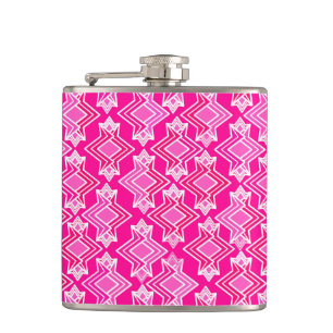 Art Deco Tapete Muster, Fuchsia Pink Flachmann