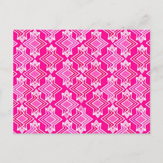 Art Deco Tapete Muster, Fuchsia Pink Postkarte (Vorderseite)