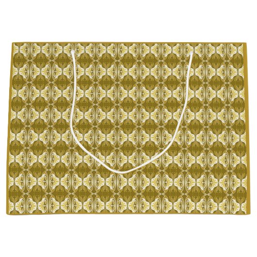 Art Deco Tapete Muster - Gold und Weiß Große Geschenktüte (Vorderseite)