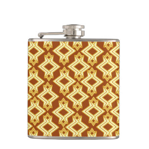 Art Deco Tapete Muster, Golden Brown Flachmann