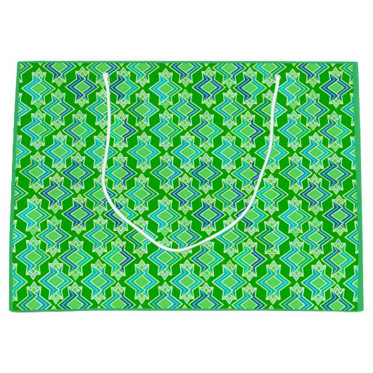 Art Deco Tapete Muster, Jade Green Große Geschenktüte (Vorderseite)