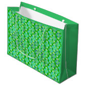 Art Deco Tapete Muster, Jade Green Große Geschenktüte (Vorderseite Schrägansicht)