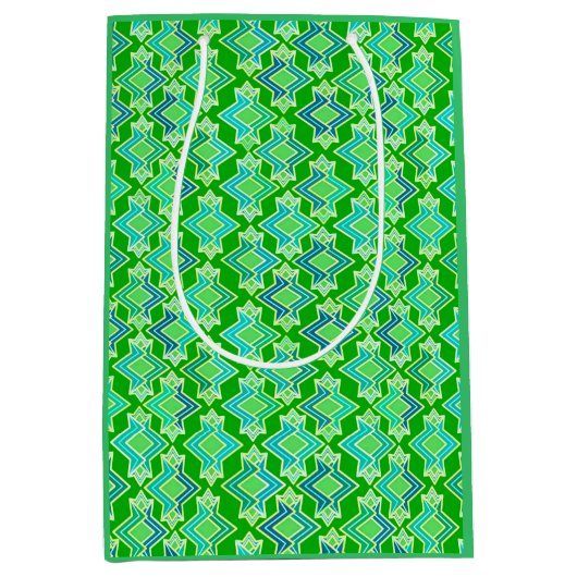 Art Deco Tapete Muster, Jade Green Mittlere Geschenktüte (Vorderseite)