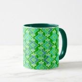 Art Deco Tapete Muster, Jade Green Tasse (VorderseiteRechts)