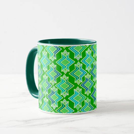 Art Deco Tapete Muster, Jade Green Tasse (Vorderseite Links)