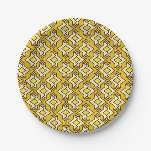 Art Deco Tapete Muster, Mustard Gold Pappteller