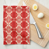 Art Deco Tapete Muster - rot und weiß Geschirrtuch (Viertel Falte)