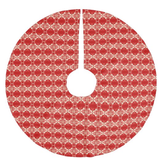 Art Deco Tapete Muster - rot und weiß Polyester Weihnachtsbaumdecke (Vorderseite)