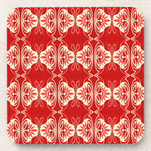 Art Deco Tapete Muster - rot und weiß Untersetzer