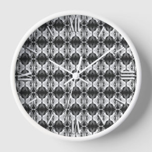 Art Deco Tapete Muster - Schwarzweiß Uhr