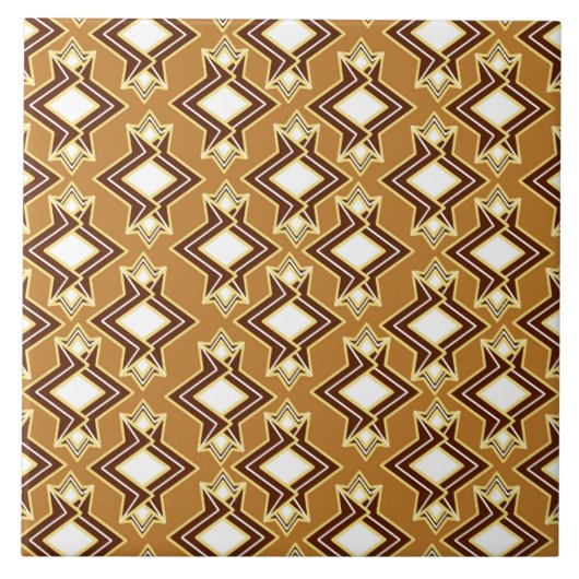 Art Deco Tapete Muster, Tan und Brown Fliese (Vorderseite)