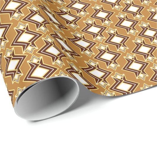 Art Deco Tapete Muster, Tan und Brown Geschenkpapier (Rolleneckpunkt)