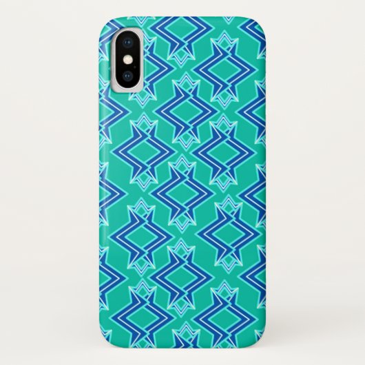 Art Deco Tapete Muster, Türkis und Cobalt Case-Mate iPhone Hülle (Rückseite)