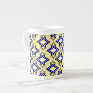 Art-Deco-Tapeten-Muster, Beige und Blau Porzellantasse