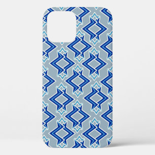 Art-Deco-Tapeten-Muster, grau/grau und blau iPhone 12 Hülle