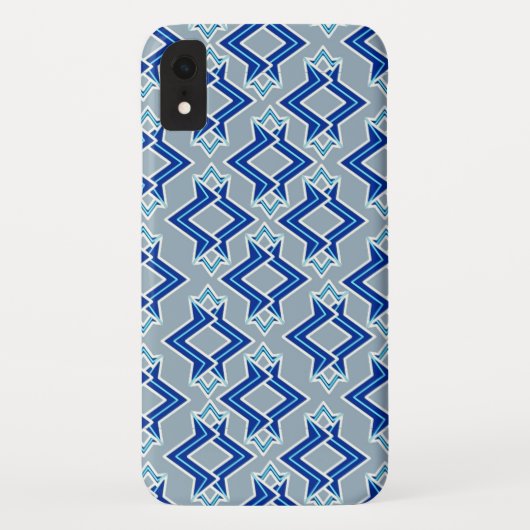 Art-Deco-Tapeten-Muster, grau/grau und blau Case-Mate iPhone Hülle (Rückseite)