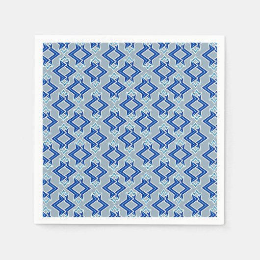 Art-Deco-Tapeten-Muster, grau/grau und blau Serviette (Vorderseite)