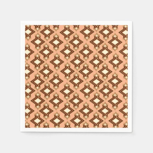 Art-Deco-Tapeten-Muster, Korallen und Braun Serviette (Vorderseite)