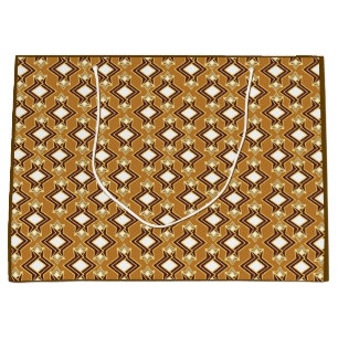 Art Deco Tapetenmuster, Beige und Braun Große Geschenktüte