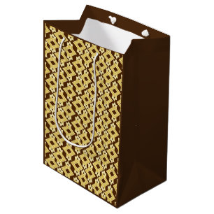 Art Deco Tapetenmuster, Braun und Gold Mittlere Geschenktüte