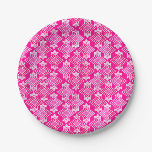 Art Deco Tapetenmuster, Fuchsia Rosa Pappteller