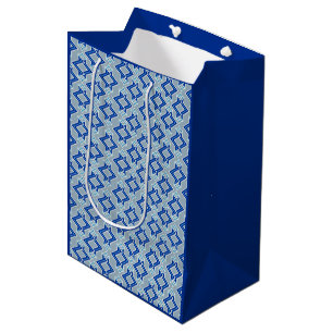 Art Deco Tapetenmuster, Grau und Blau Mittlere Geschenktüte