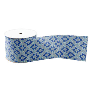 Art Deco Tapetenmuster, Grau und Blau Ripsband