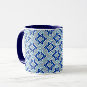 Art Deco Tapetenmuster, Grau und Blau Tasse