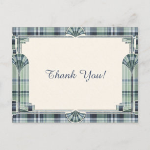 Art Deco Tartan Danke schön Postkarte