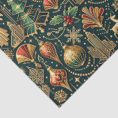 Art Deco Teal Gold Christmas Ornament Illustration Seidenpapier (Ausschnitt)