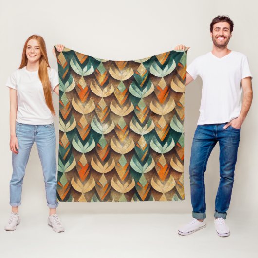 Art Deco Teal & Gold Geometric Pattern (10) Fleecedecke (Beispiel)