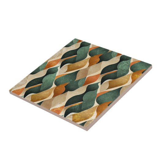 Art Deco Teal & Gold Geometric Pattern (4) Fliese (Seite)