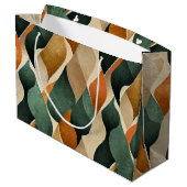 Art Deco Teal & Gold Geometric Pattern (4) Große Geschenktüte (Rückseite Schrägansicht)