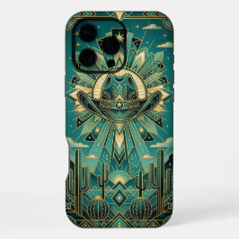 Art Deco Teal & Gold iPhone 16 Pro Max Case  Hülle
