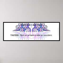 Art Deco Teamwork Motivierend Banner (Plum,Blue) Poster