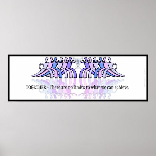 Art Deco Teamwork Motivierend Banner (Plum,Blue) Poster (Vorne)