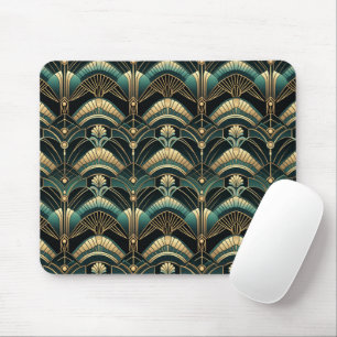 Art Deco Thema in Smaragdgrün und Gold Mousepad