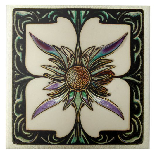 Art Deco Thistle Wine Deco Fliese (Vorderseite)