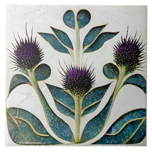 Art Deco Thistle Wine Deco Fliese (Vorderseite)