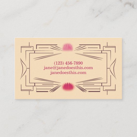 Art Deco Ticket Business Card by Elaine Leon (Rückseite)