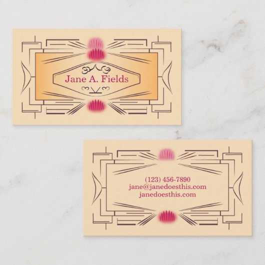 Art Deco Ticket Business Card by Elaine Leon (Vorne/Hinten)