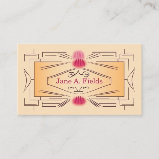 Art Deco Ticket Business Card by Elaine Leon (Vorderseite)