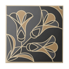 Art Deco Tile Floral. Bluebell-Blume 2 Fliese