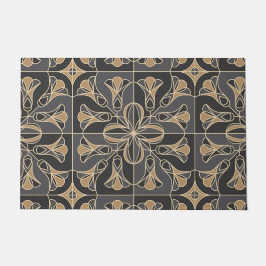 Art Deco Tile Floral. Bluebell-Blume 2 Fußmatte (Vorderseite)