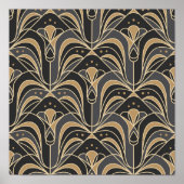 Art Deco Tile Floral. Bluebell-Blume Poster (Vorne)